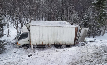 ДТП с пострадавшими Грузовой автомобиль вылетел в кювет в Мурманской области