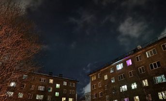 Мурманск, дома, ночь, зима