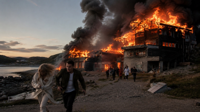 В Териберке загорелась гостиница: 30 человек эвакуировали люди