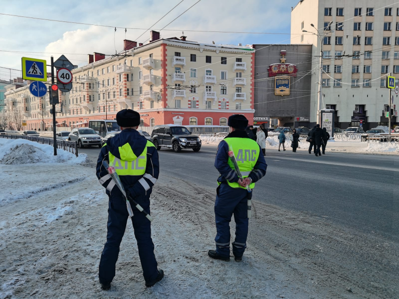 В центре Мурманска автоинспекторы поздравили женщин-водителей ГИБДД