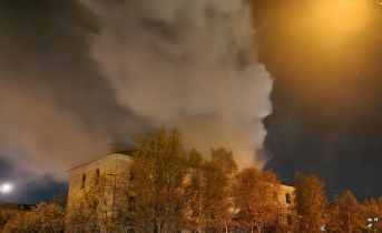 В Мурманске ночью горел дом Пожар