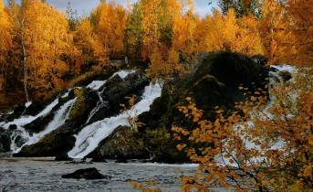 В Мурманской области сняли зрелищные кадры водопада Водопад