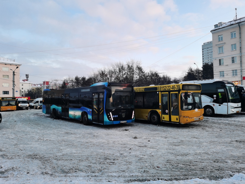 Мурманск, автобусы, снег