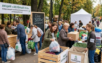 3000 кг вещей собрали участники акции «Зелёный лук» на благотворительность и переработку 