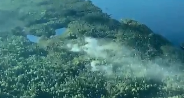 Крупный пожар в Мурманской области сняли на видео с вертолета Пожар