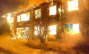 Крупный пожар в Мурманской области попал на видео Пожар