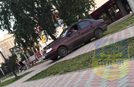 Катающийся по скверу неадекватный водитель возмутил мурманчан, фото ДТП