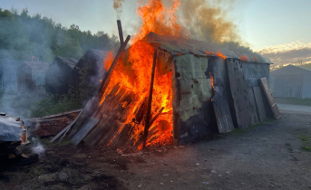 В Мурманске ликвидирован пожар в гараже на Мохнаткиной пахте пожар