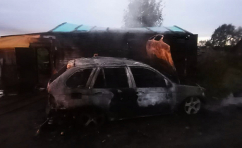 Возле дома в Мурманской области полыхал автомобиль