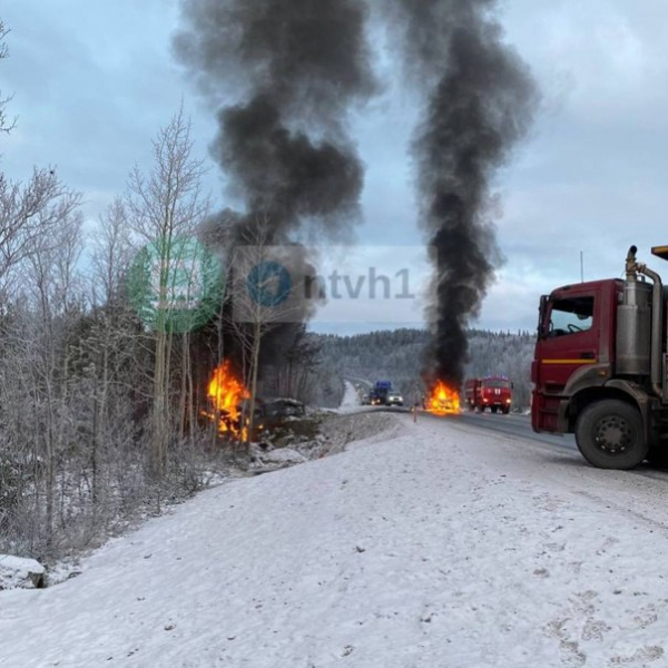 Многокилометровая пробка собралась на трассе в Мурманской области Авария