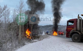 Многокилометровая пробка собралась на трассе в Мурманской области Авария