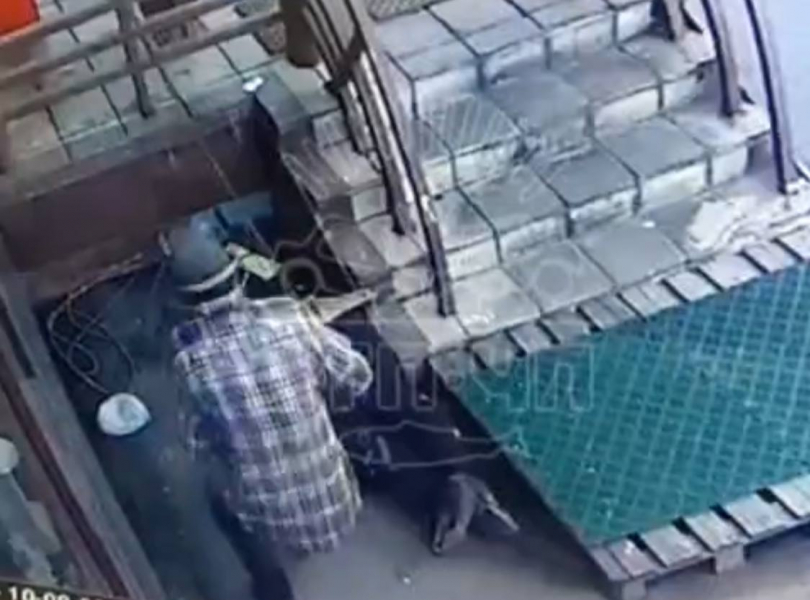 В центре Мурманска сорвался рабочий Видеонаблюдение