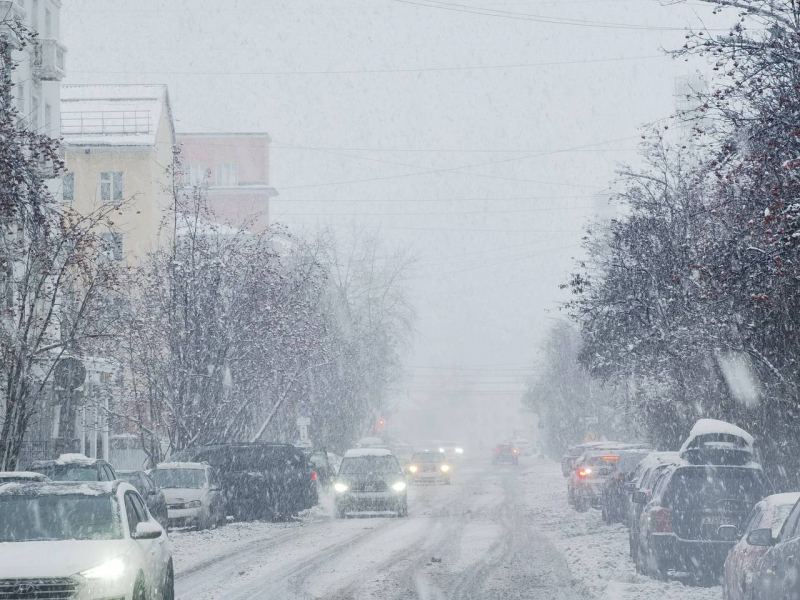 Мурманск, дорога, снег, автомобили