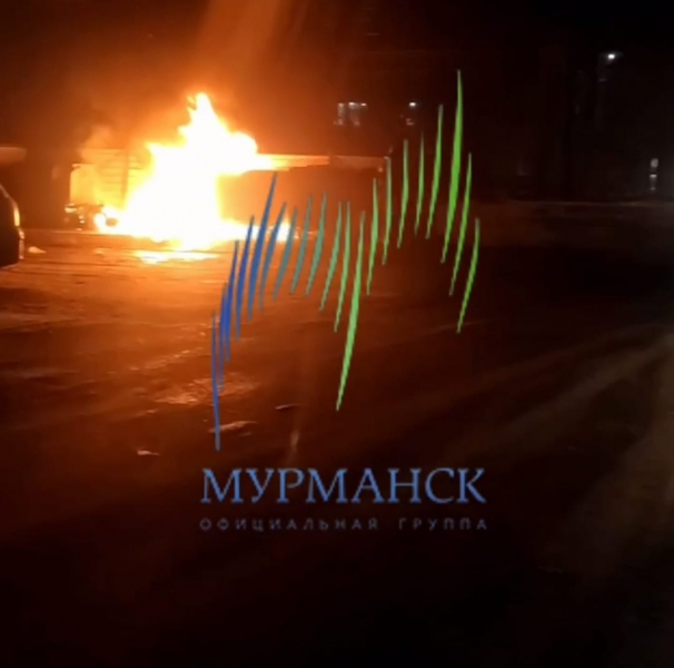 Неизвестные подожгли мусорный бак в мурманском дворе Пожар