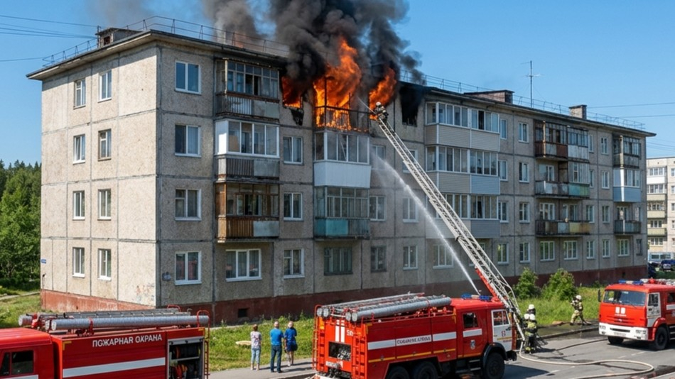 Два пожара за день произошли в жилых домах города в Заполярье Пожар
