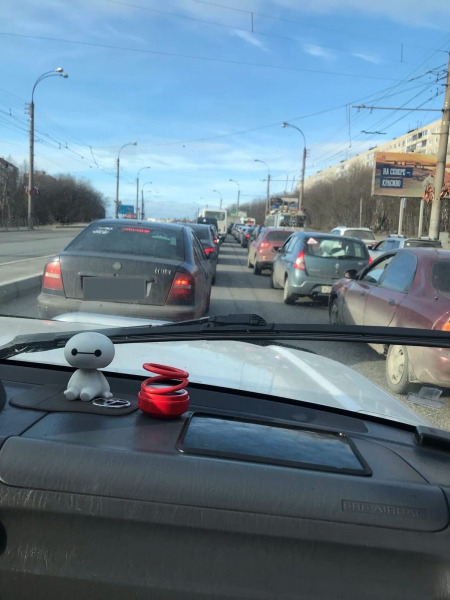 Водители встали в пробках в Мурманске Пробка