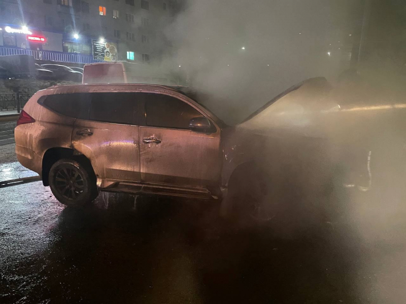 В Мурманске ночью сгорел автомобиль Пожар
