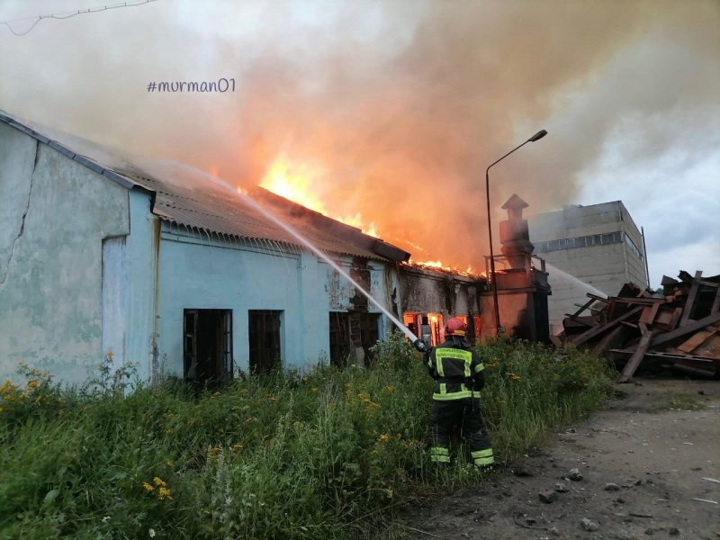Сильный пожар в Мурманской области попал на видео Пожар