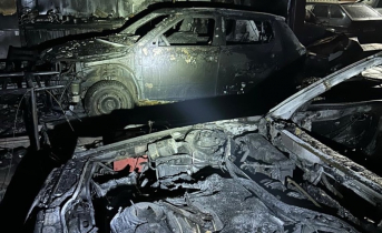 Крупный пожар уничтожил несколько автомобилей в Мурманске Пожар, гараж