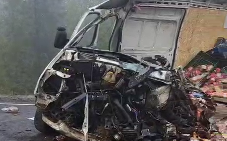 Машину разорвало. Страшные кадры с места аварии с фурами в Мурманской области Авария