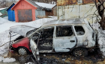 В Мурманской области возле гаражей сгорел «Митсубиси» Сгоревший автомобиль