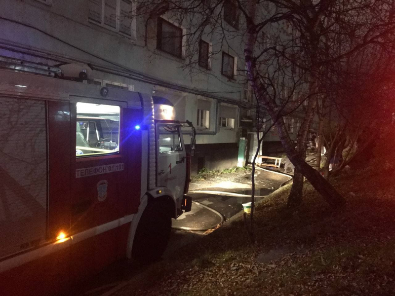 В мурманской пятиэтажке ночью загорелась квартира Спасатели