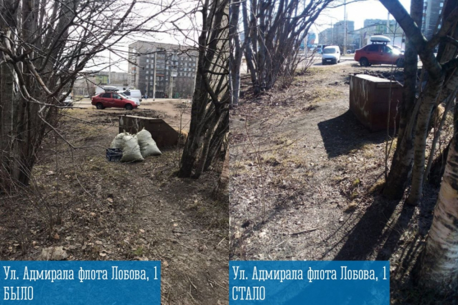 Было/стало. В Мурманске решили ряд проблем Мусор убрали в Мурманске