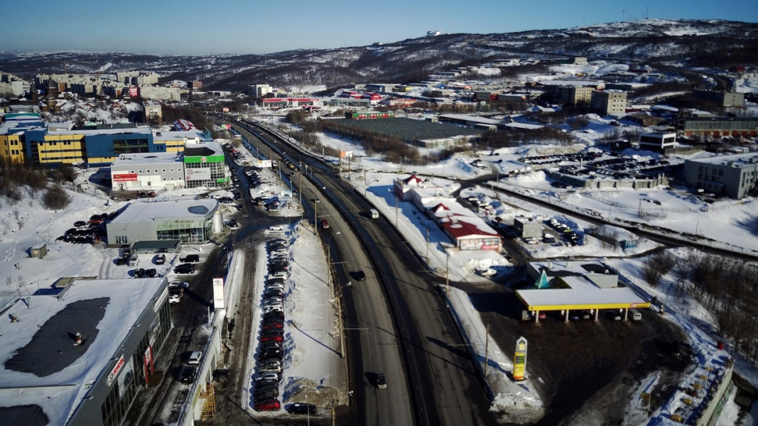 Дорогу в Мурманске перекрыли Мурманск, дорога, автомобиль, зима