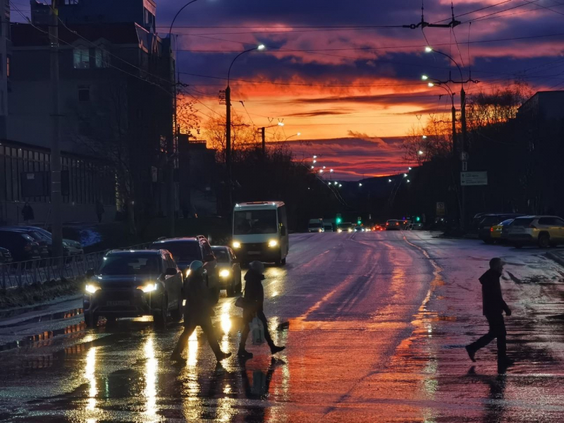 Мурманск, закат, красивое фото, труба