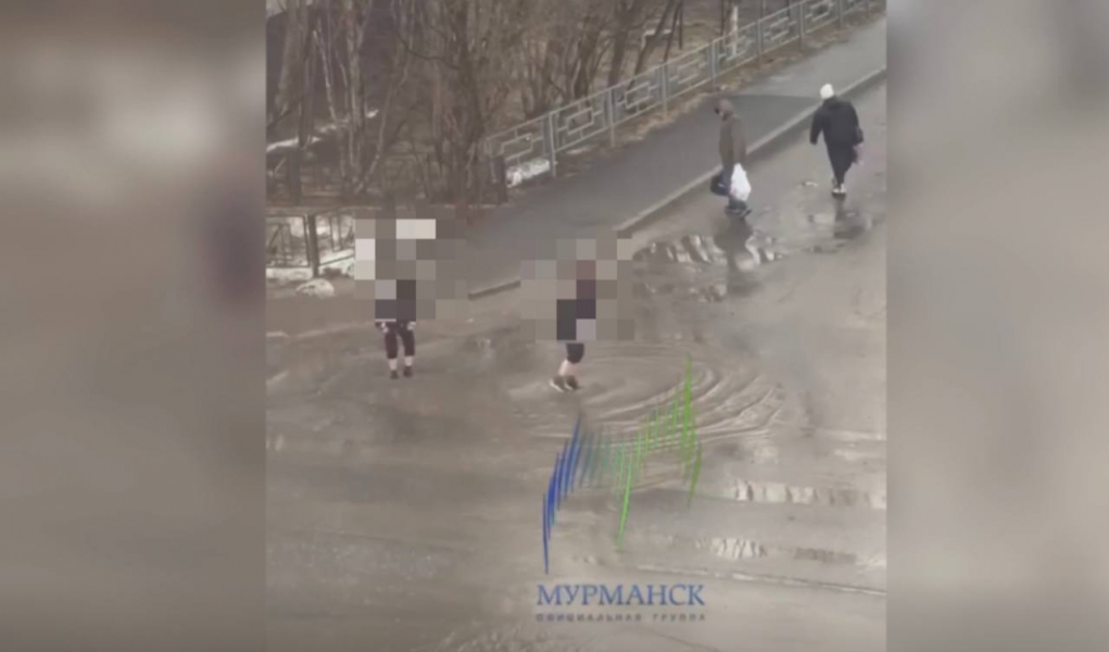 Веселое видео набирает популярность в мурманском паблике Дети в луже