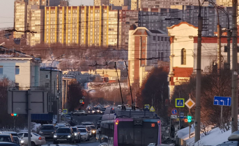 Водители застряли в большой пробке в Мурманске Пробка