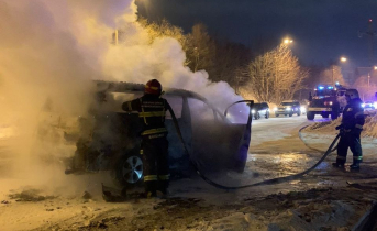 В Мурманске горел автобус Пожар