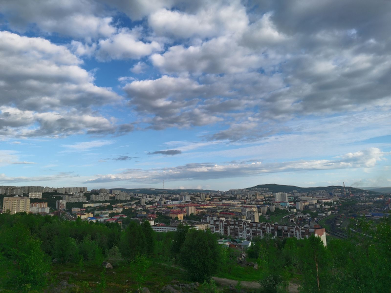 Панорама города Мурманск: здания, дома, улицы